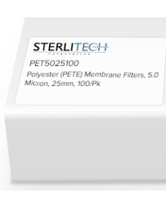 Polyester (PETE) Membrane Filters, 5.0 Micron, 25mm, 100/Pk