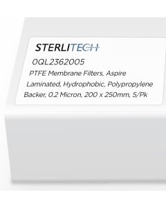 PTFE Membrane Filters, Aspire Laminated, Hydrophobic, Polypropylene Backer, 0.2 Micron, 200 x 250mm, 5/Pk