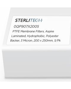 PTFE Membrane Filters, Aspire Laminated, Hydrophobic, Polyester Backer, 3 Micron, 200 x 250mm, 5/Pk