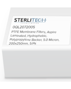 PTFE Membrane Filters, Aspire Laminated, Hydrophobic, Polypropylene Backer, 5.0 Micron, 200 x 250mm, 5/Pk