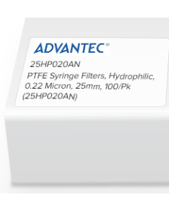 PTFE Syringe Filters, Hydrophilic, 0.22 Micron, 25mm, 100/Pk