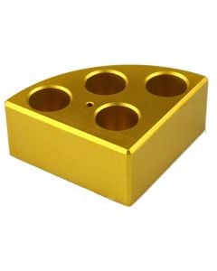 Gold quarter reaction block, 4 holes 16ml reaction vessel 21.6mm dia x 31.7mm depth