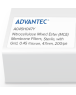 Nitrocellulose Mixed Ester (MCE) Membrane Filters, Advantec, Sterile, with Grid, 0.45 micron, 47mm, 200/pk