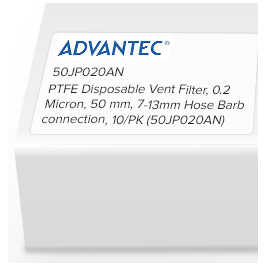 PTFE Disposable Vent Filter, 0.2µm, 50mm, 7-13mm Hose Barb