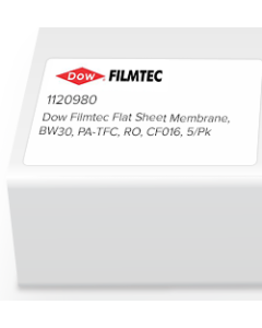 Dow Filmtec Flat Sheet Membrane, BW30, PA-TFC, RO, CF016, 5/Pk