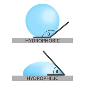 What does it mean for a membrane filter to be hydrophilic or hydrophobic?